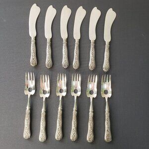 Tiffany & Co Sterling Silver 1878 Olympian 12 Piece Individual Fish Set Forks